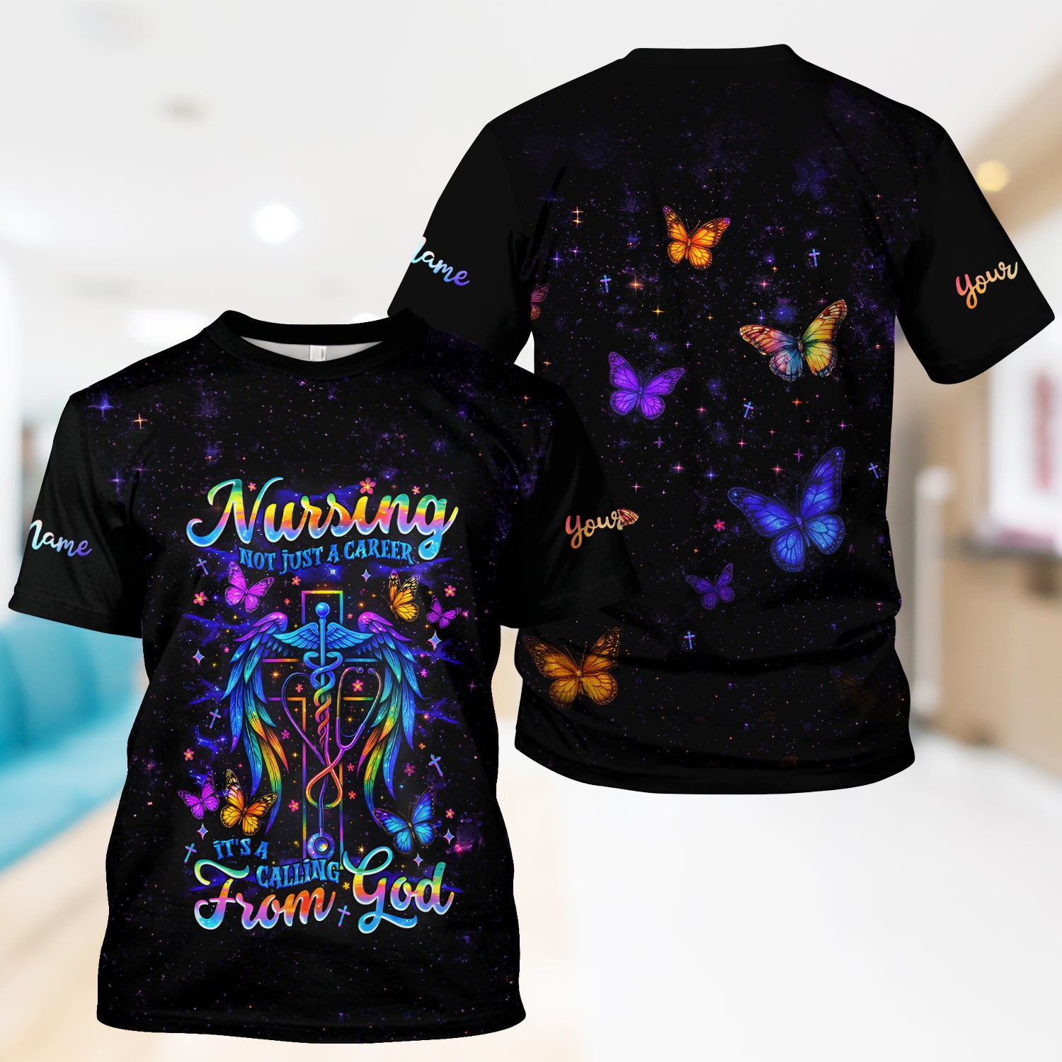 Personalized Christian Nurse Shirt - Nursing Is A Calling From God Design - Gift for Women RN LPN & Healthcare Workers
