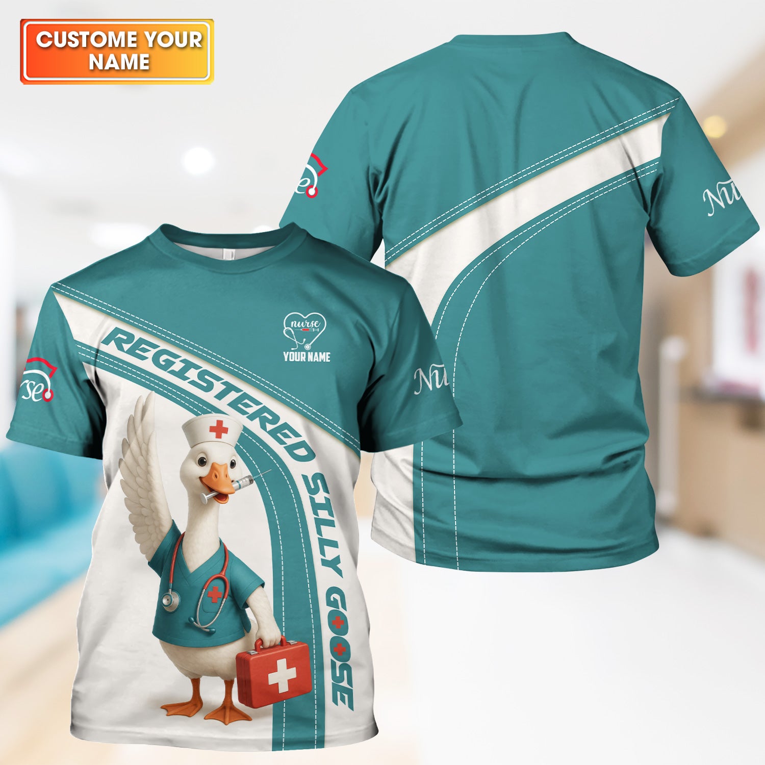 Personalized Nurse Shirt - Registered Silly Goose Design - Custom RN Gifts for Nurses, LPNs, and Healthcare Workers