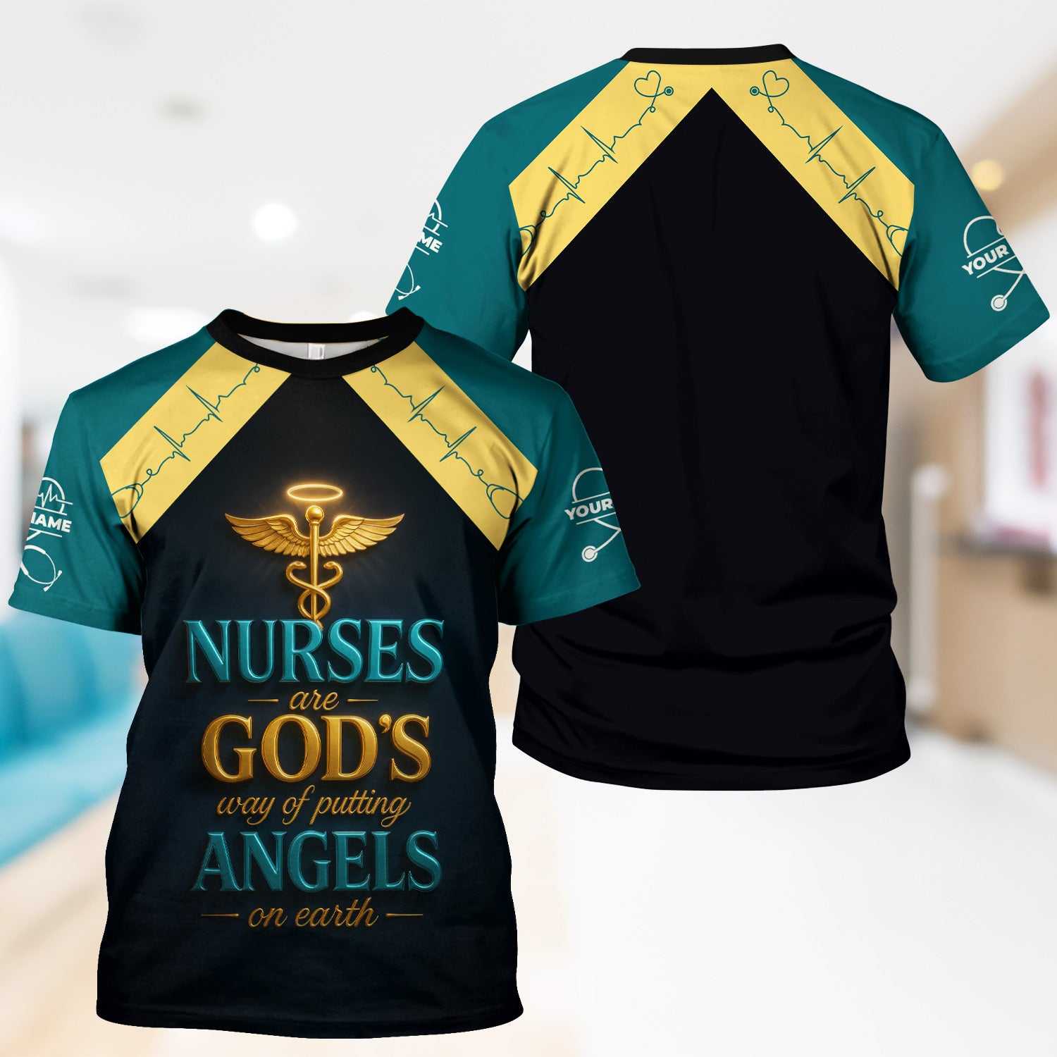 Personalized Christian Nurse Shirt - Nurses Are God's Angels on Earth Quote - Gift for Women RN LPN CNA