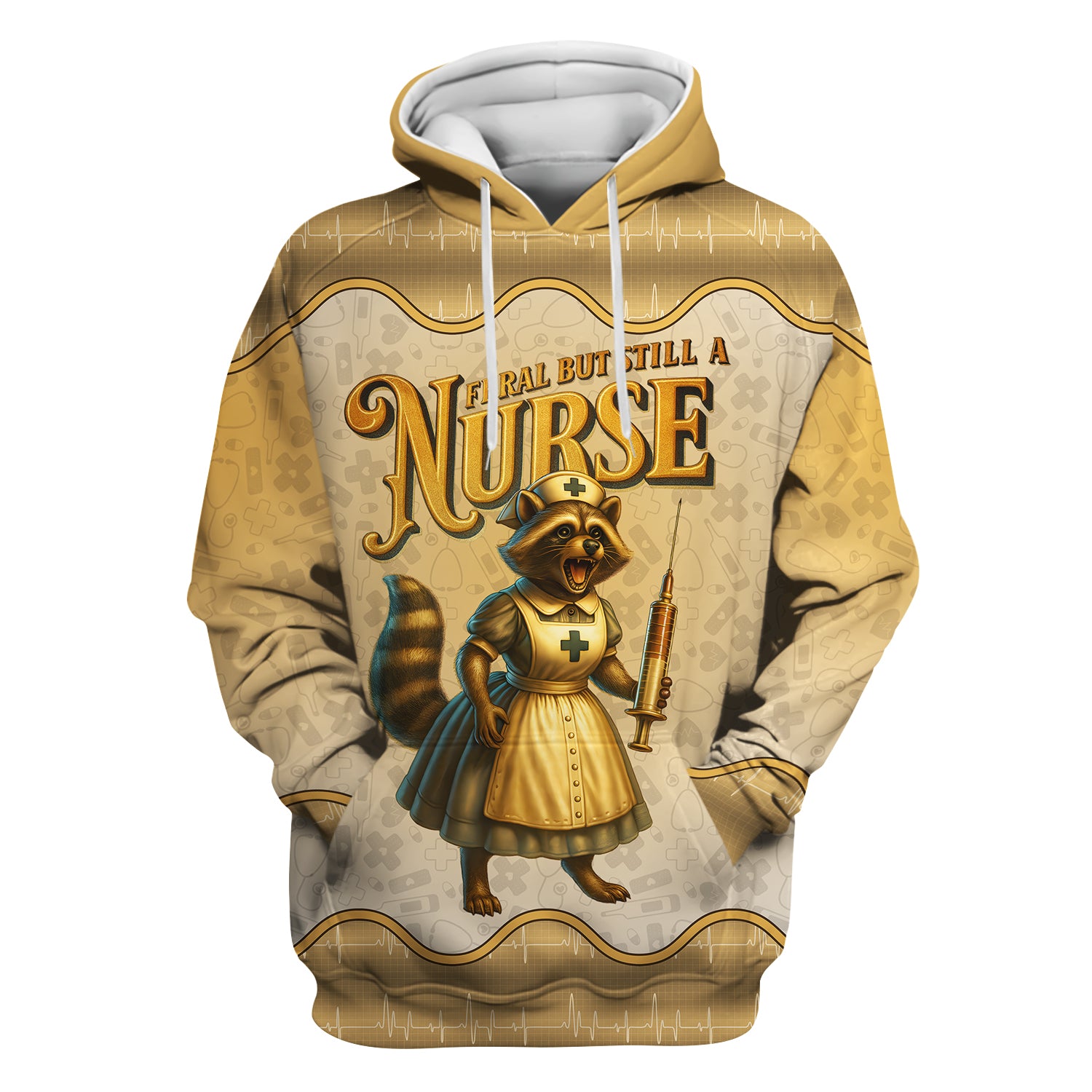 Personalized Vintage Raccoon Nurse Shirt - Funny Feral Raccoon with Syringe Graphic Tee - Gift for Women RN, LPN, CNA