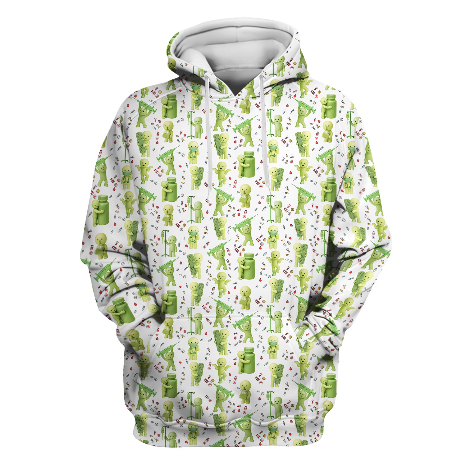 Funny Smiski Nurse Scrub Top - Cute Smiski Medical Pattern Design - Gift for Women RN LPN CNA