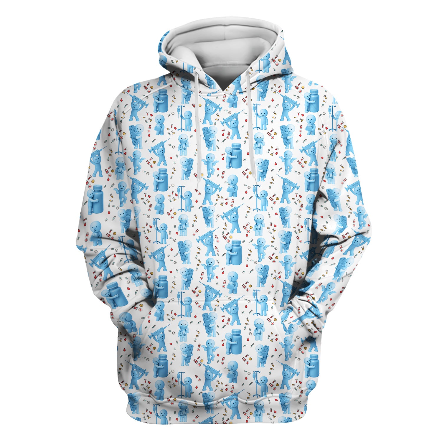 Funny Smiski Nurse Scrub Top - Cute Smiski Medical Pattern Design - Gift for Women RN LPN CNA