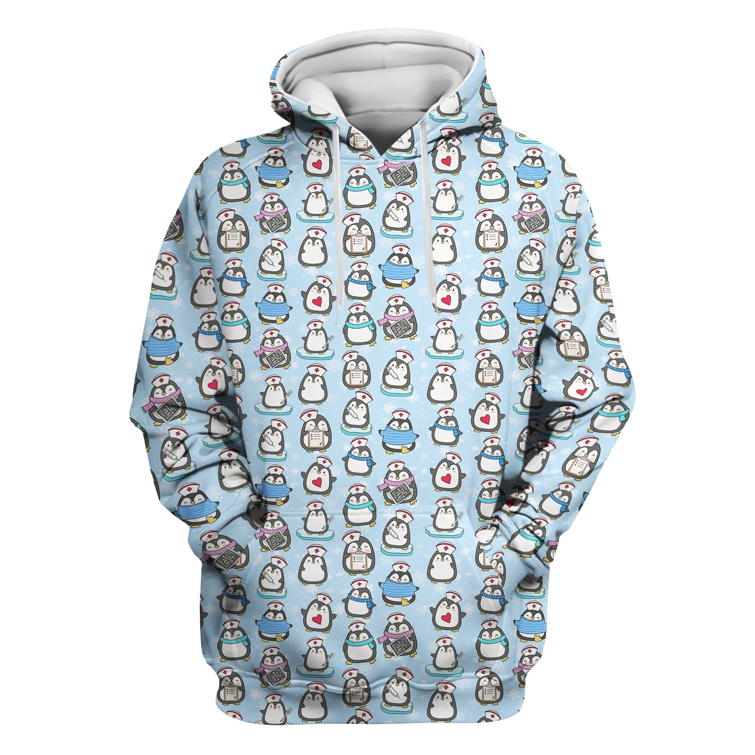 Personalized Cute Penguin Nurse Scrub Top - Funny Winter Animal & Medical Tools Design - Gift for RN LPN CNA