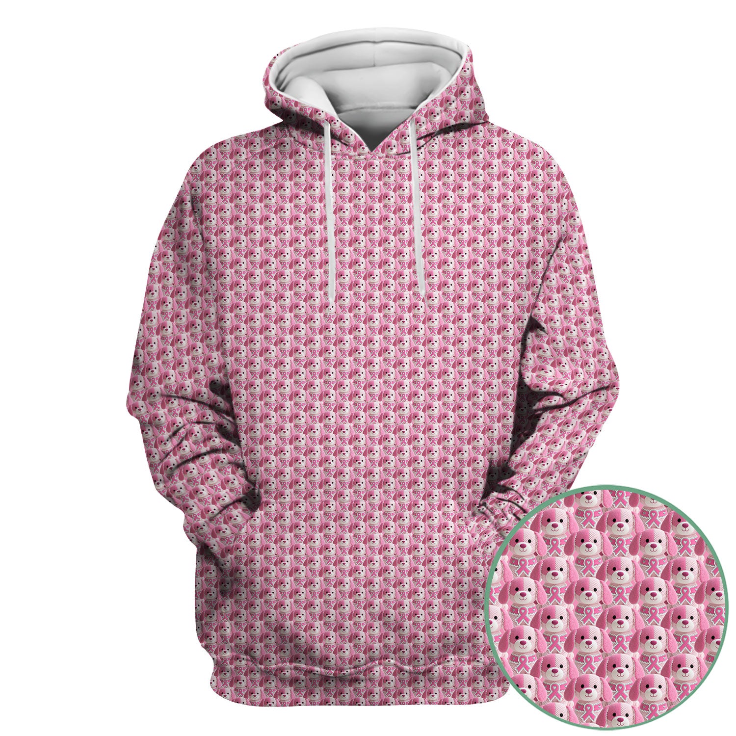 Pink Breast Cancer Awareness Scrub Top - Cute Puppy Dog Ribbon Nurse Shirt - Support Fight Cancer Medical Uniform Gift