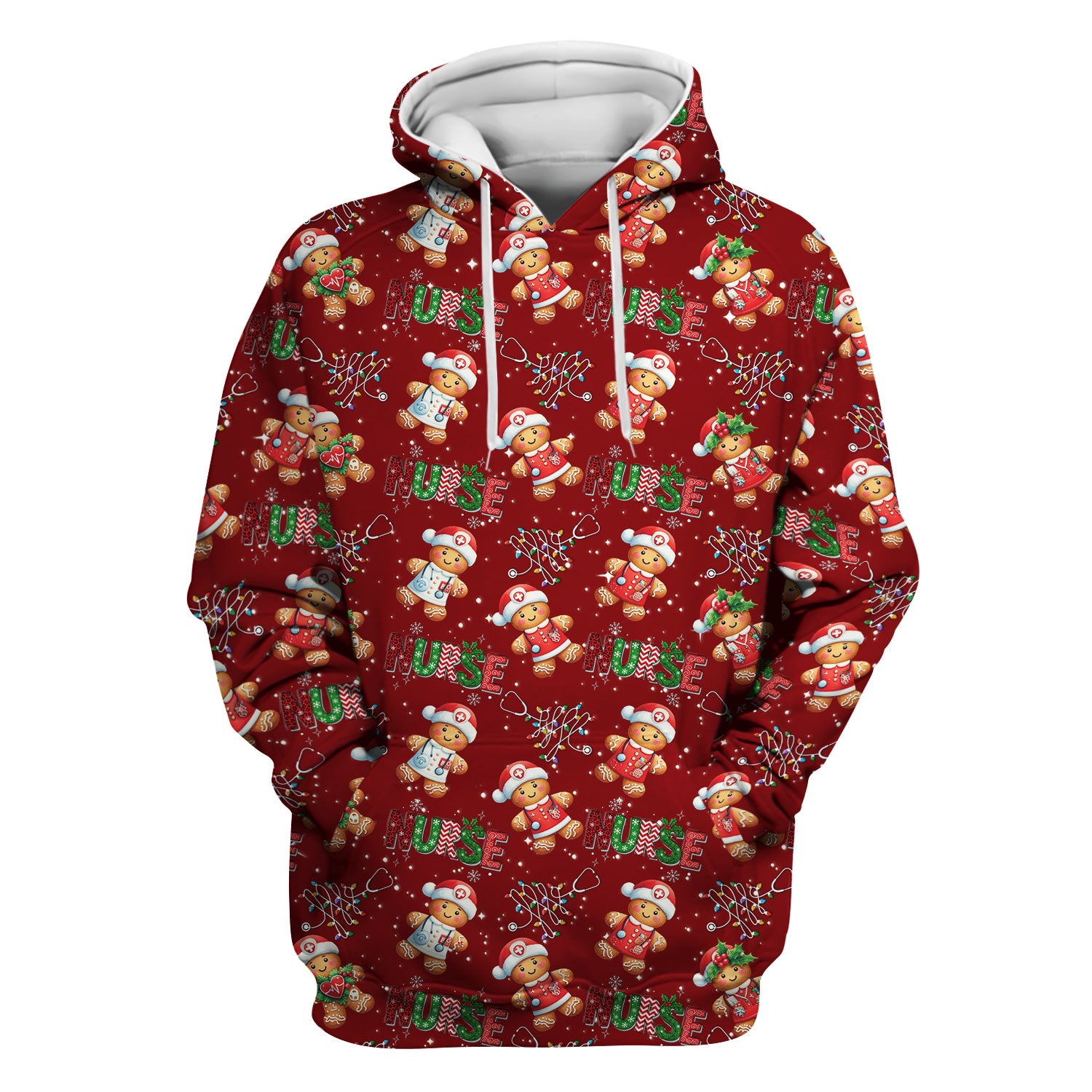 Christmas Nurse Scrub Top - Funny Gingerbread Holiday Medical Uniform - Gift for Nurse RN CNA LPN