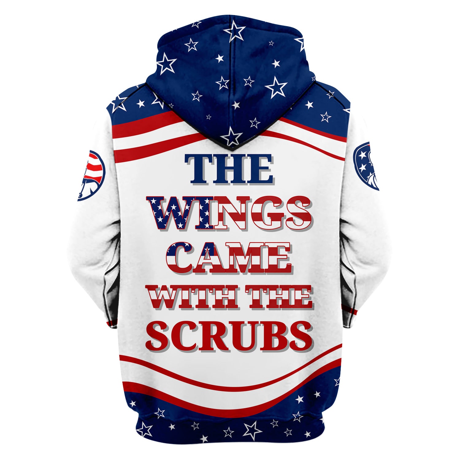 Personalized Nurse Shirt - American Flag Angel Wings & Scrubs Design - Patriotic Gift for RN LPN CNA Women