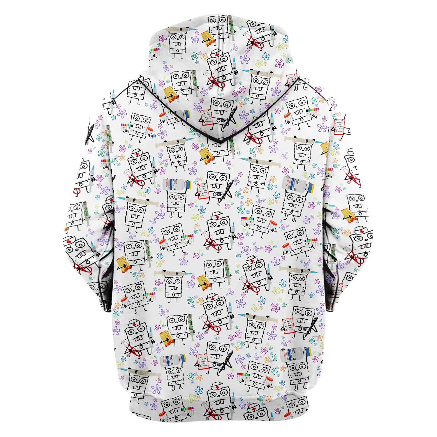 Custom Doodle Bob Energy Drink Nurse Scrub Top - Funny Cartoon Medical Design - Gift for RN MD RT CNA Paramedic Healthcare Staff