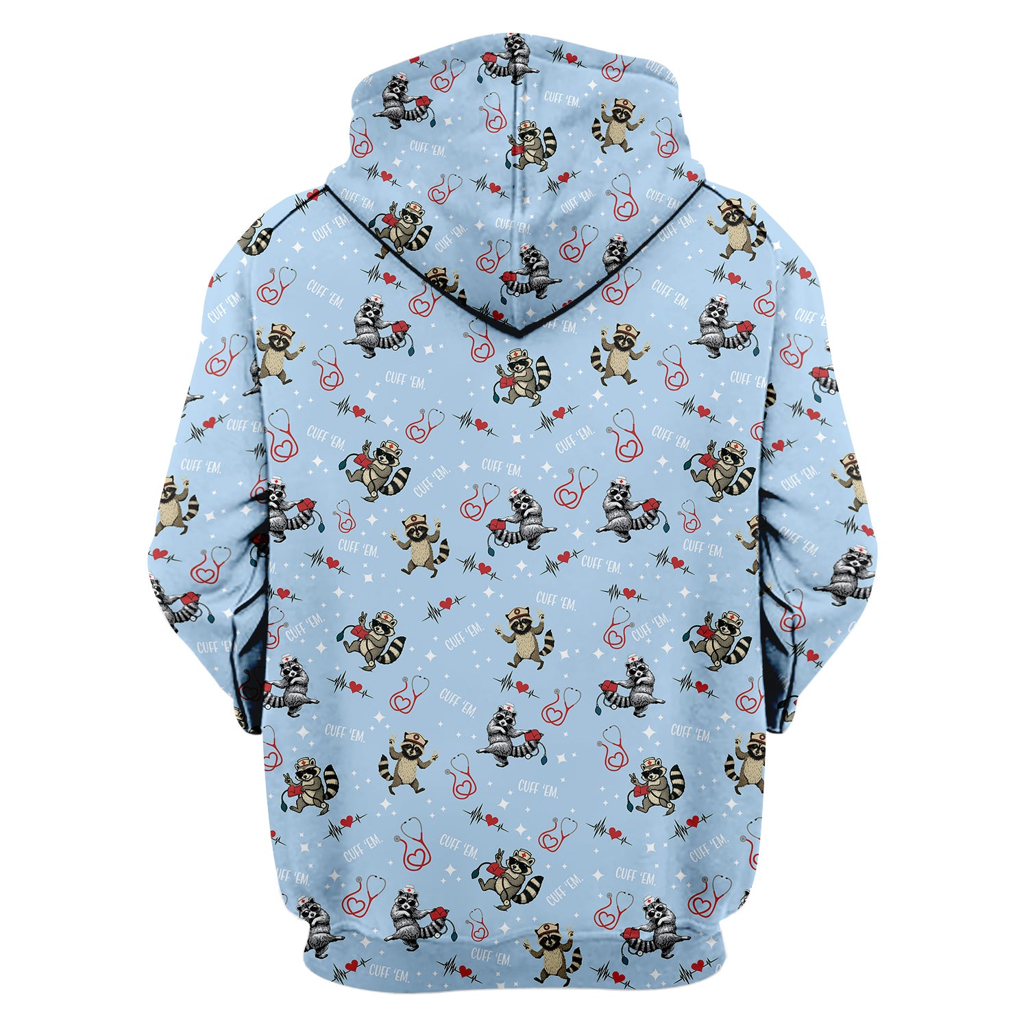 Cuff ‰Û÷Em Raccoon Nurse Shirt - Funny Medical Scrub T-Shirt for CNA EMT LPN - Cute All Over Print Gift for Healthcare Workers