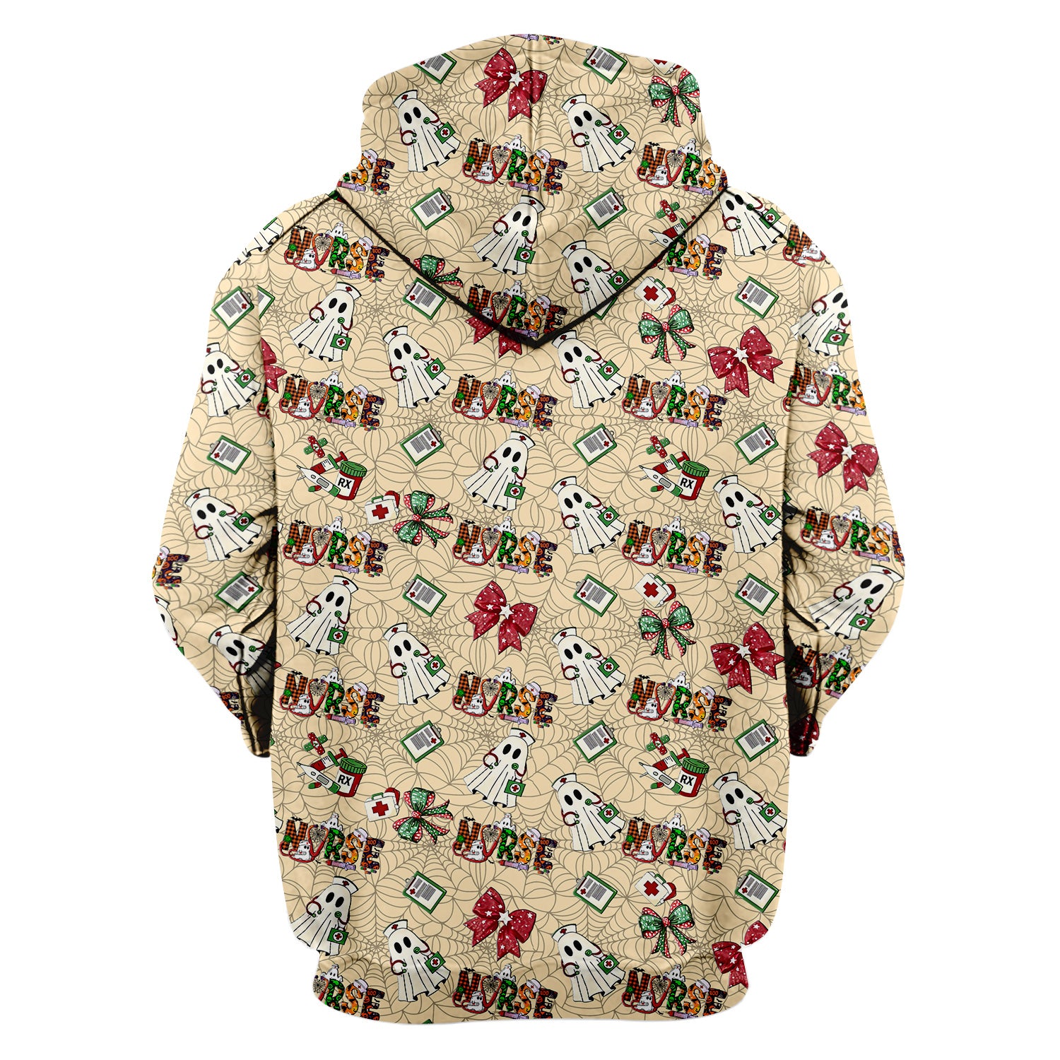 Custom Halloween Scrub Top for Nurses - Funny Ghost and Web Scrub Shirt Multi Color - Cute Spooky Nursing Workwear with Pockets