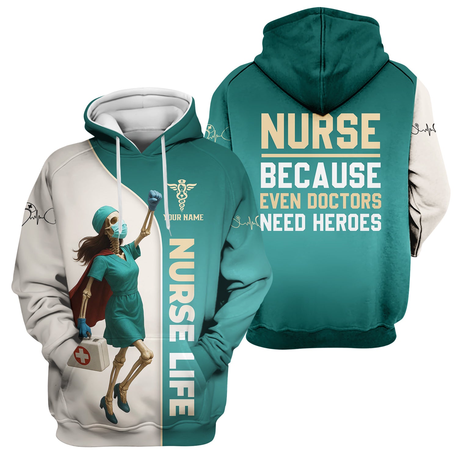 Superhero Nurse Shirt - Custom Skeleton Nurse Life Tee with Cape & Quote - Bold Gift for RN, LPN, CNA