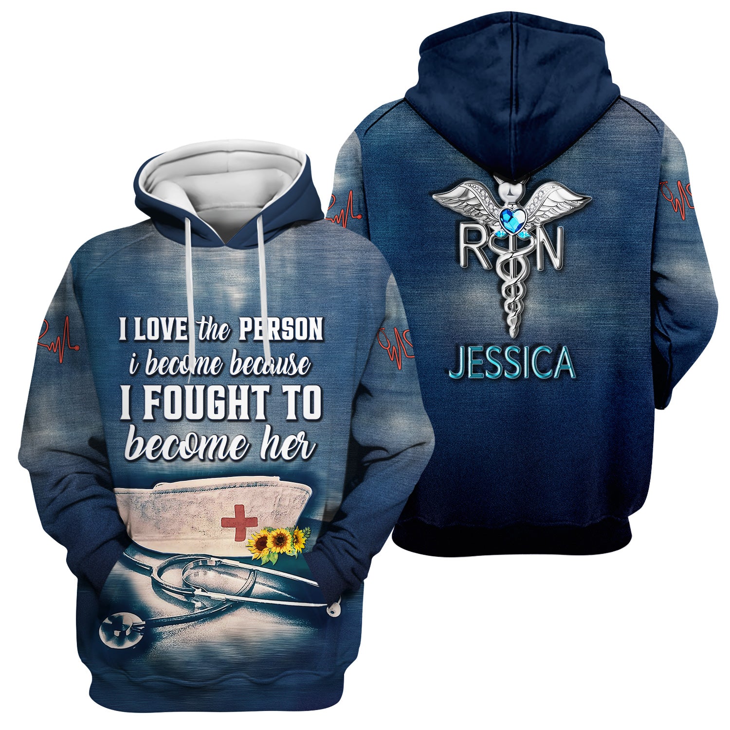 Personalized Inspirational RN Nurse Shirt - I Fought to Become Her Quote - Custom Name Gift for Registered Nurses CNA LPN