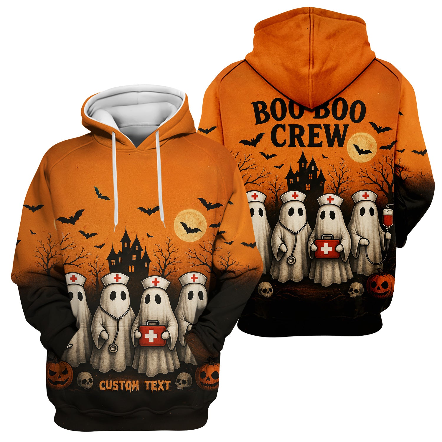 Personalized Boo Boo Crew Nurse Shirt - Halloween Ghost & Caduceus Graphic - Custom Gift for RN CNA LPN Healthcare Workers