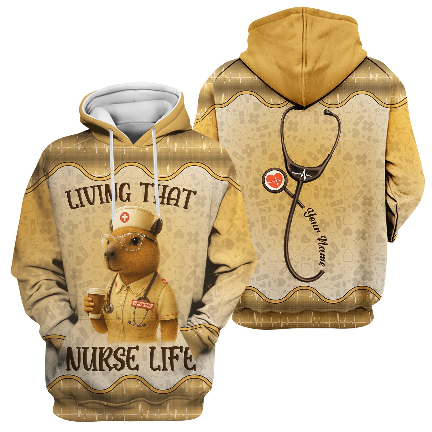 Custom Nurse T-Shirt Living That Nurse Life - Funny RN LPN Gift with Stethoscope - Personalized Nursing Shirt for Healthcare Workers