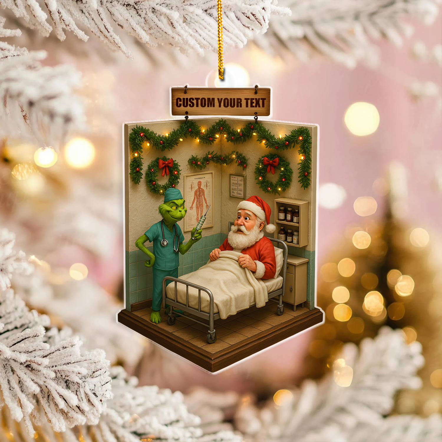Custom Nurse Ornament Christmas Tree, Funny RN CNA LPN Gift for Women, Nurse Holiday Decoration