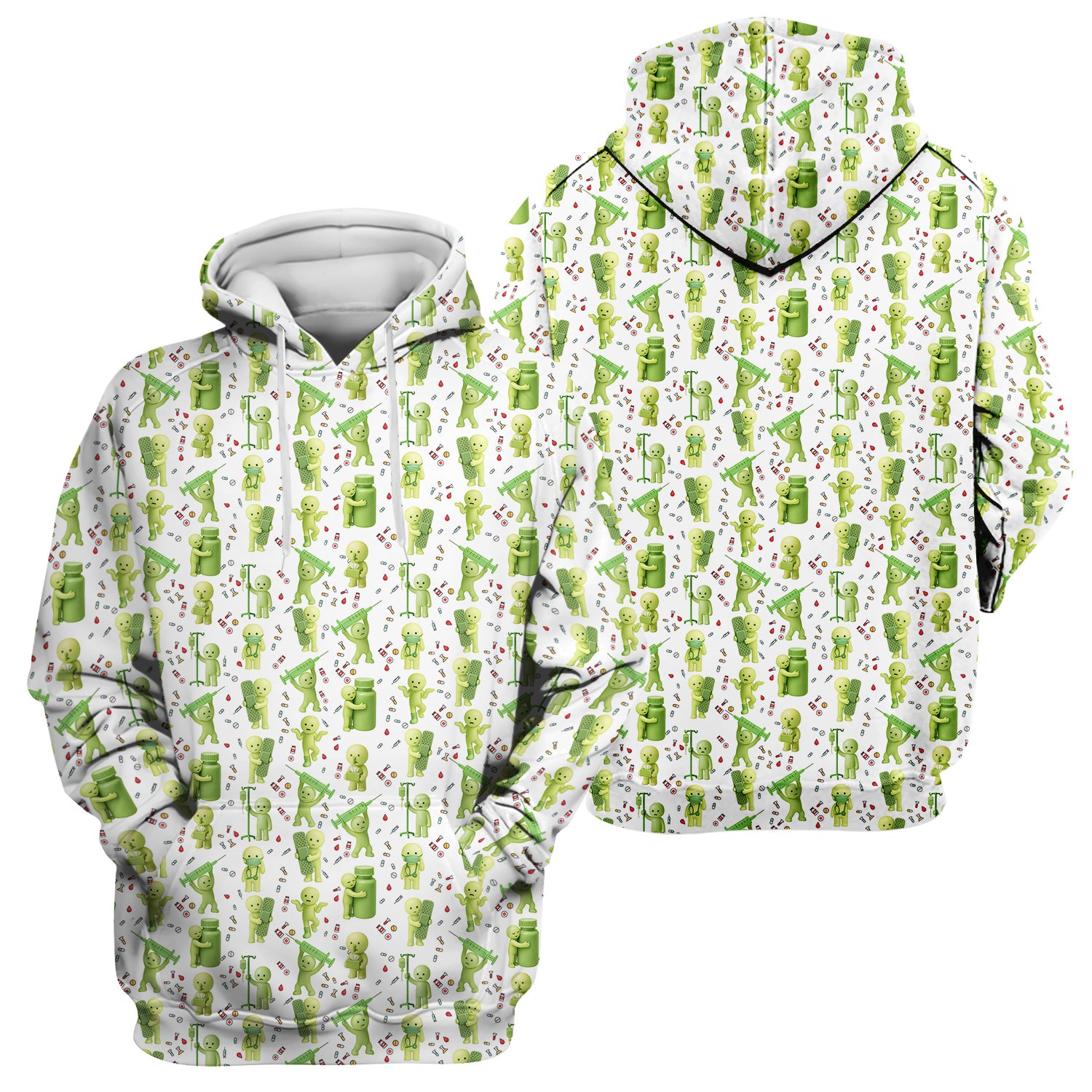 Funny Smiski Nurse Scrub Top - Cute Smiski Medical Pattern Design - Gift for Women RN LPN CNA