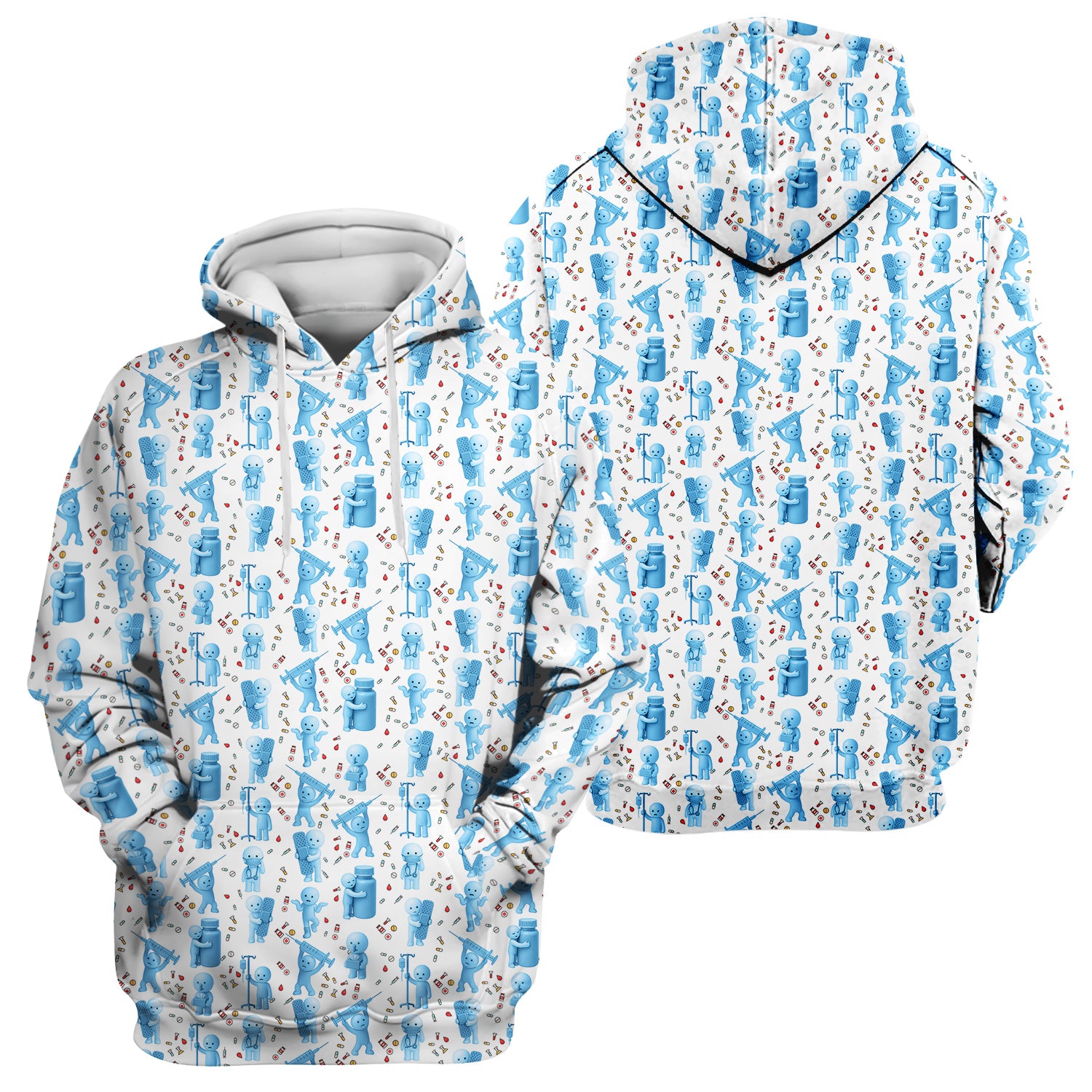 Funny Smiski Nurse Scrub Top - Cute Smiski Medical Pattern Design - Gift for Women RN LPN CNA