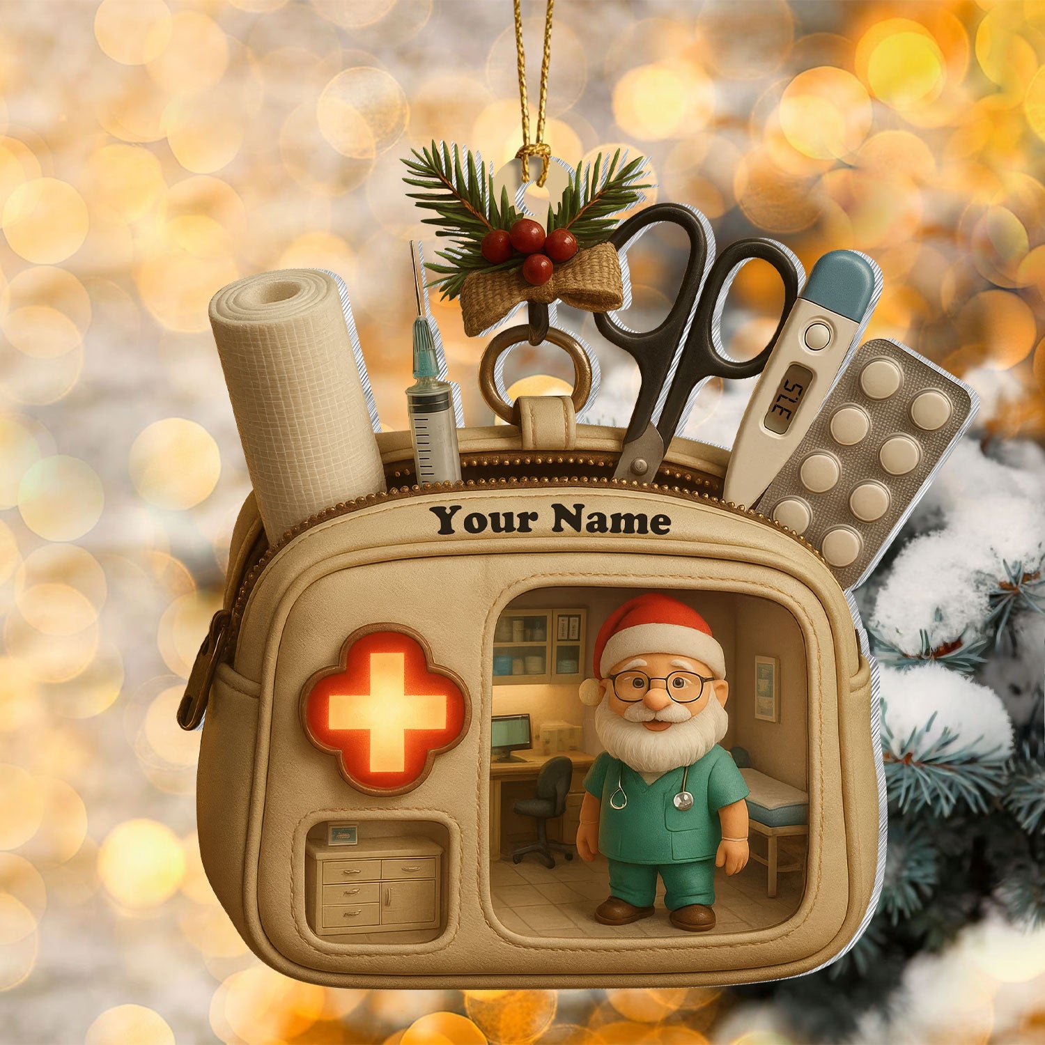 Custom Name Doctor Nurse Ornament, Medical Bag Christmas Decoration, RN LPN CNA Gift