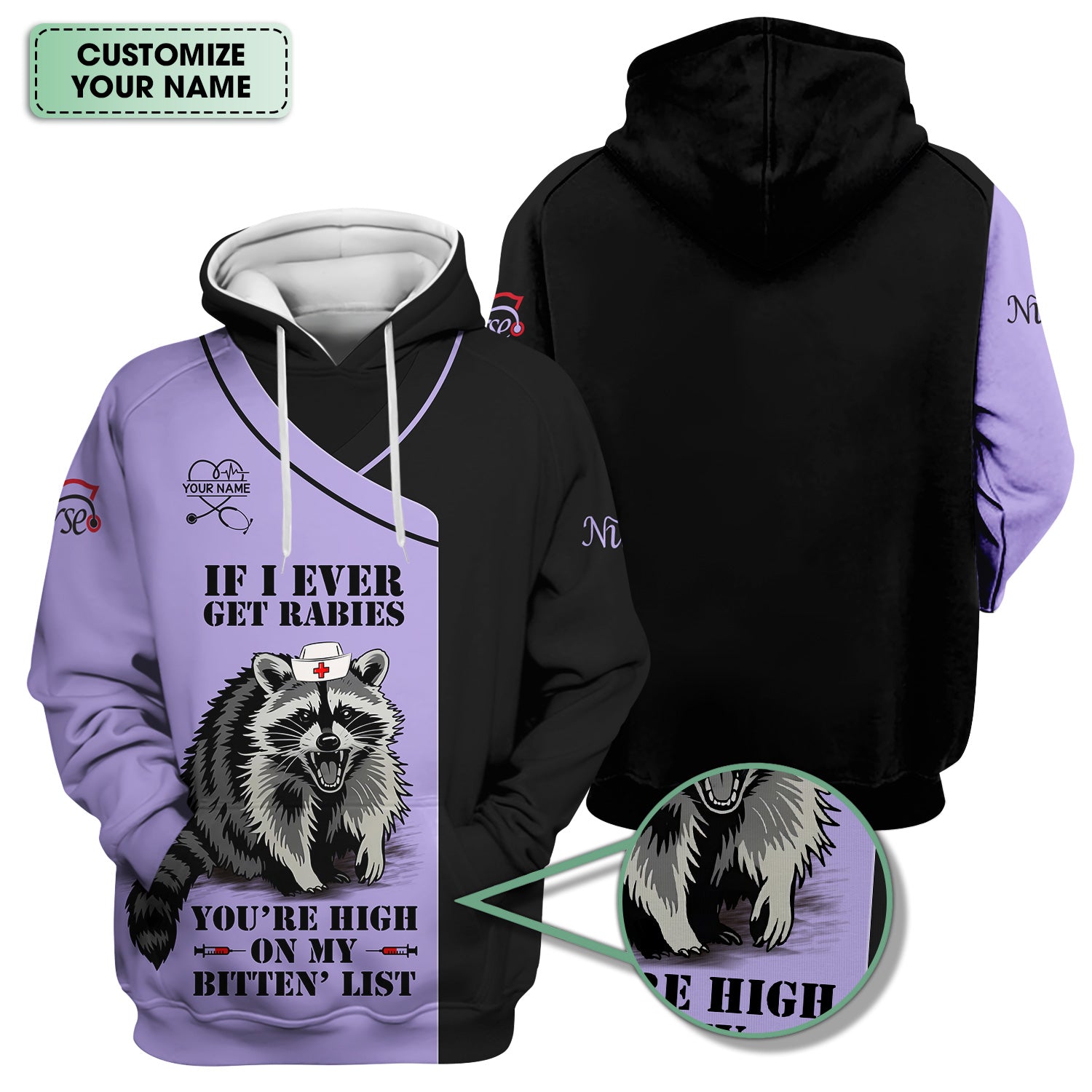 Custom Funny Nurse Scrub Top - You're High On My Bitten List - Multiple Color Options Gift for RN LPN CNA