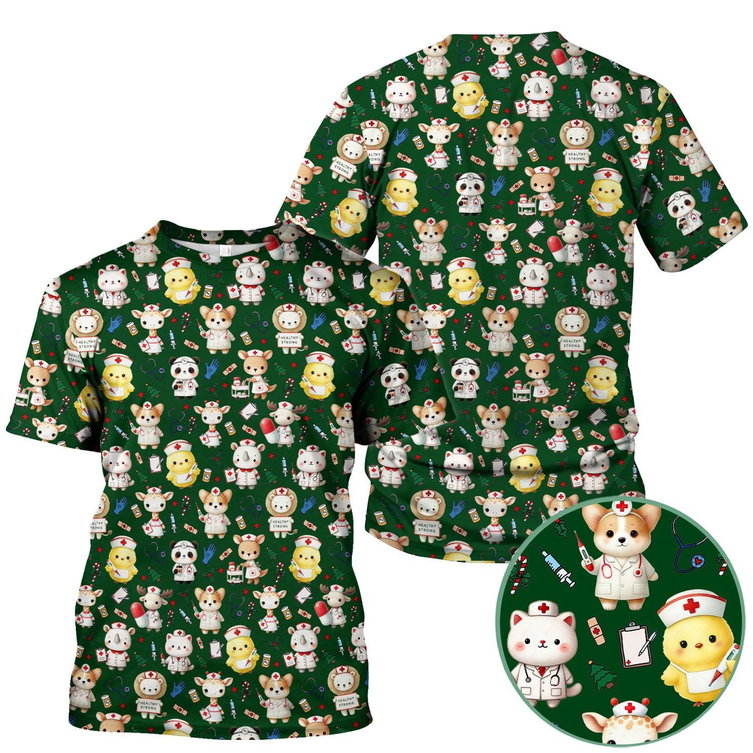 Comfortable Scrubs for Nurses - Pediatric Scrub Tops - Breathable Fabrics Nursing Uniform - Puppy Lover Gift for Women