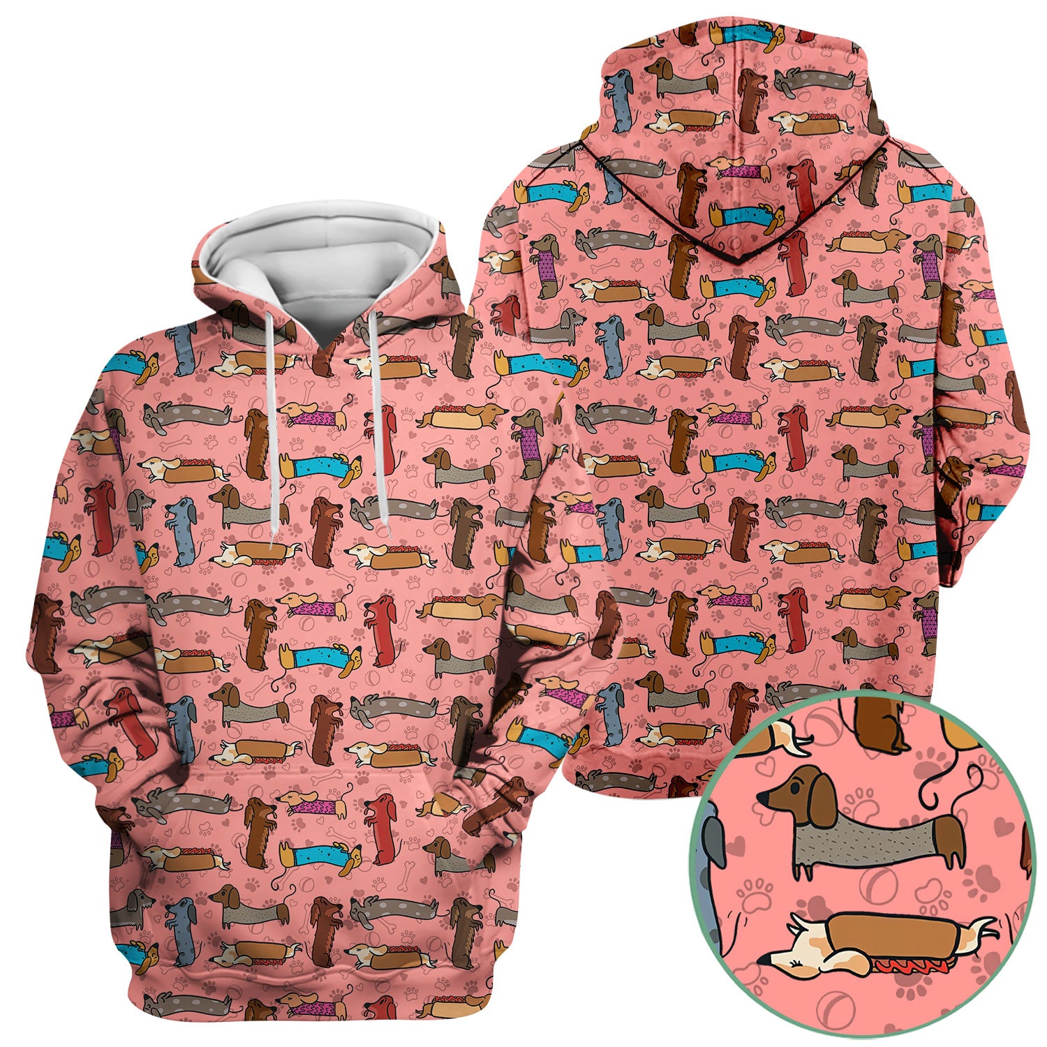 Cute Sausage Dog Scrub Top for Nurses - Colorful Dachshund Print Medical Work Shirt - Fun Wiener Dog Pattern Veterinary Apparel