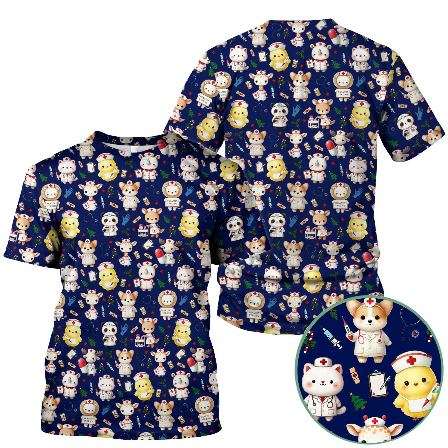 Comfortable Scrubs for Nurses - Pediatric Scrub Tops - Breathable Fabrics Nursing Uniform - Puppy Lover Gift for Women