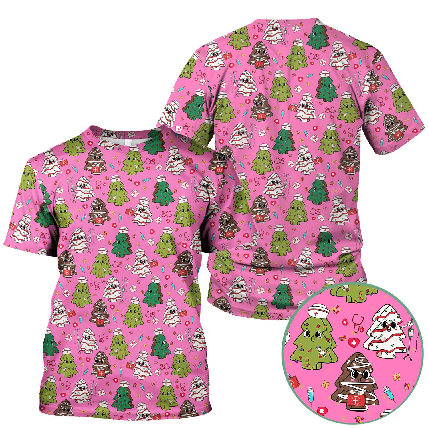 Christmas Tree Nurse Scrub Top for Women - Cute Holiday Nursing Shirt - Funny Xmas Gift for RN LPN CNA