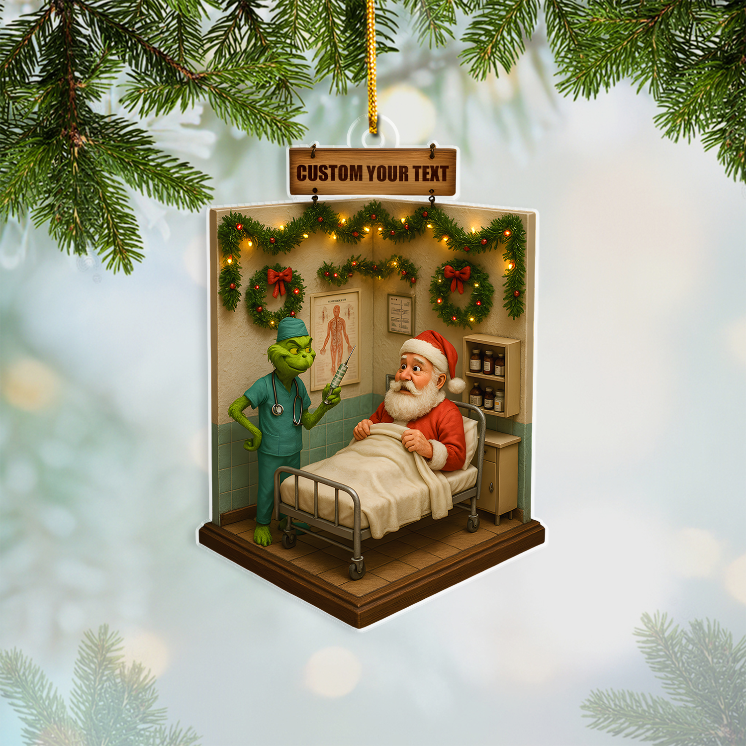 Custom Nurse Ornament Christmas Tree, Funny RN CNA LPN Gift for Women, Nurse Holiday Decoration