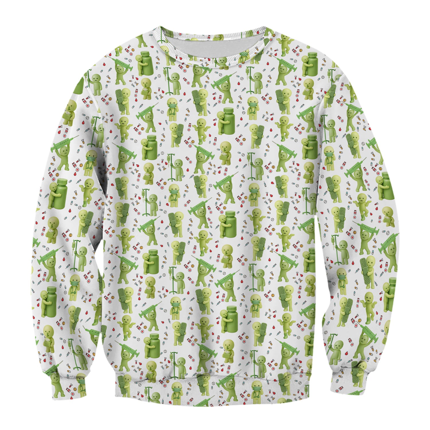 Funny Smiski Nurse Scrub Top - Cute Smiski Medical Pattern Design - Gift for Women RN LPN CNA