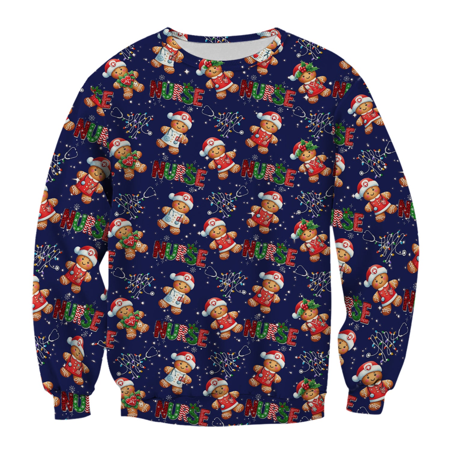 Christmas Nurse Scrub Top - Funny Gingerbread Holiday Medical Uniform - Gift for Nurse RN CNA LPN