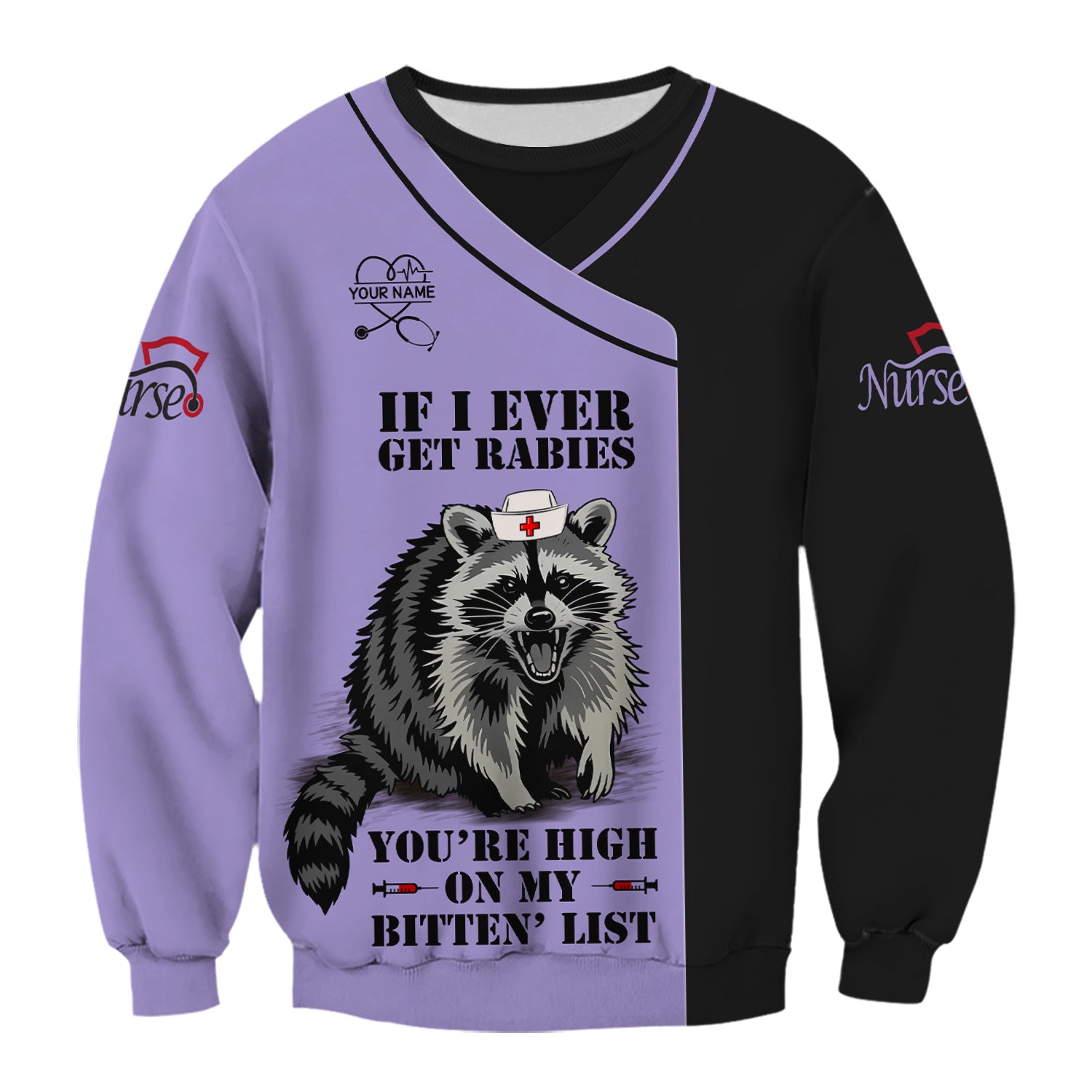 Custom Funny Nurse Scrub Top - You're High On My Bitten List - Multiple Color Options Gift for RN LPN CNA