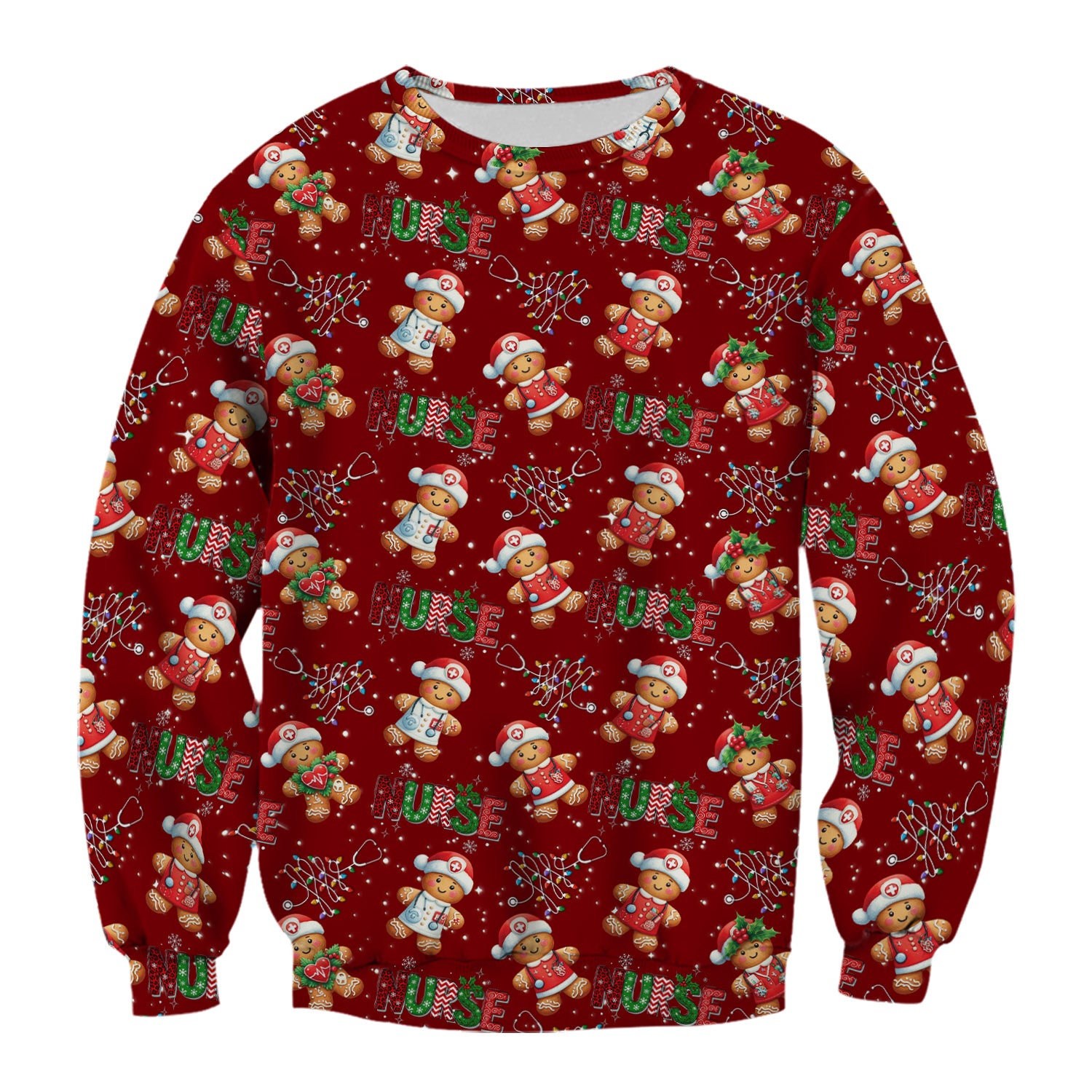 Christmas Nurse Scrub Top - Funny Gingerbread Holiday Medical Uniform - Gift for Nurse RN CNA LPN