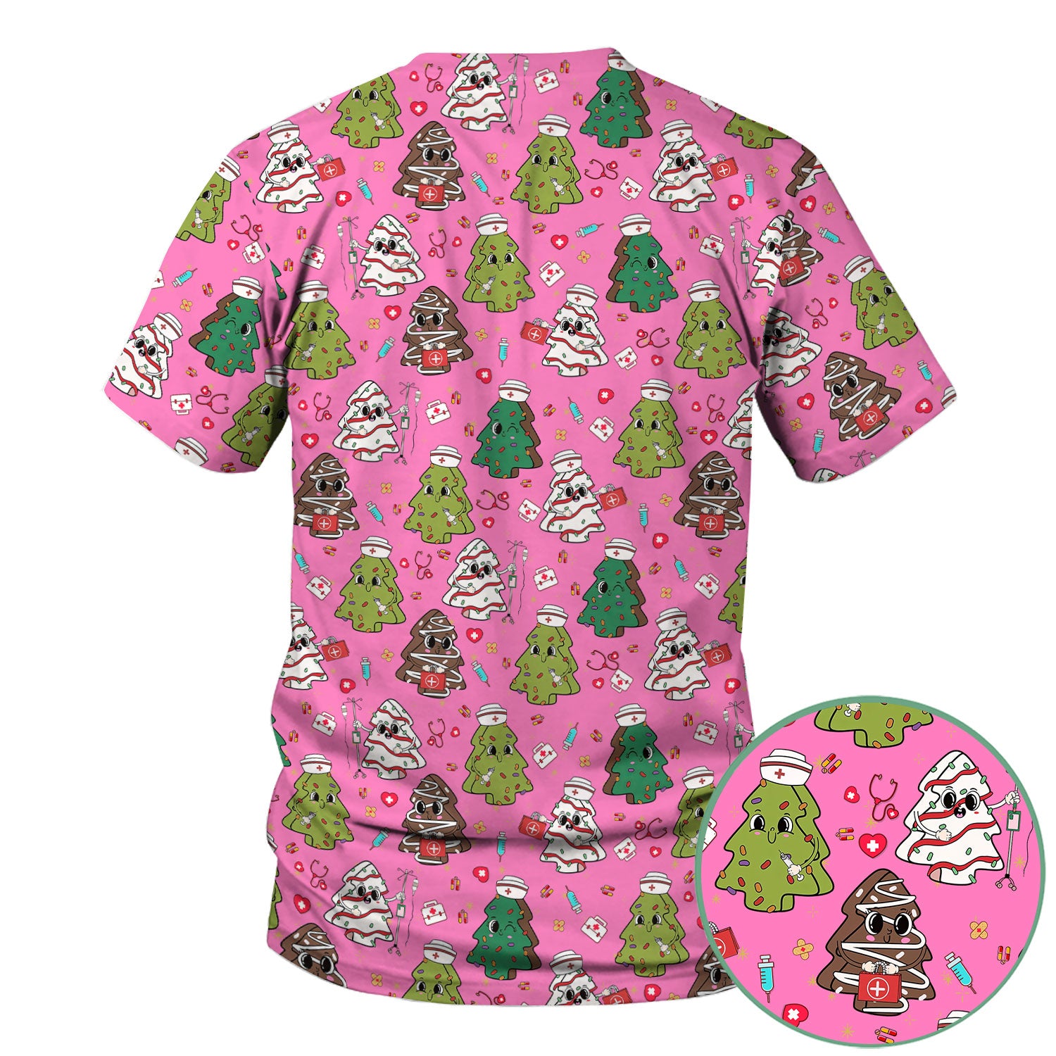 Christmas Tree Nurse Scrub Top for Women - Cute Holiday Nursing Shirt - Funny Xmas Gift for RN LPN CNA