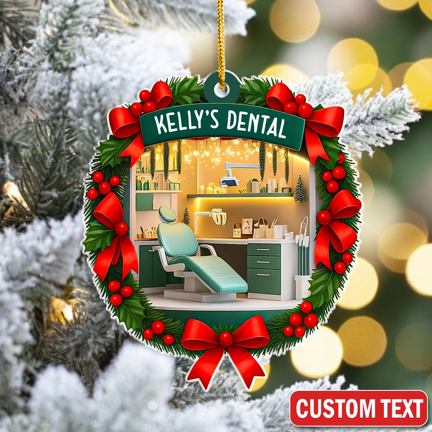Custom Dental Clinic Ornament, Christmas Dentist Gift, Dental Office Holiday Decoration