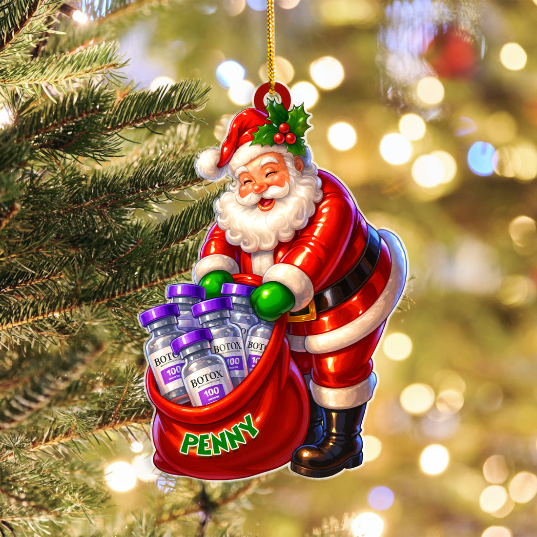 Custom Funny Christmas Ornament - Santa Claus Keepsake - Xmas Tree Clinic Decor - Gift for Friend Nurse RN LPN CNA