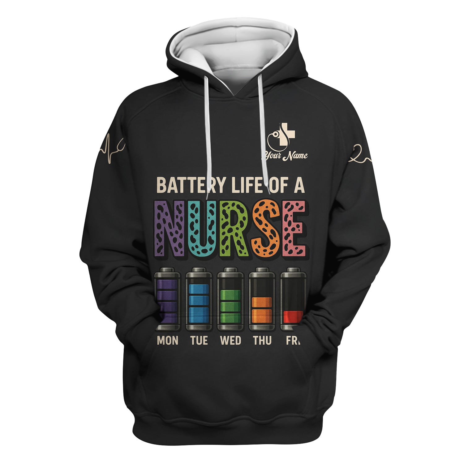 Custom Battery Life Nurse Shirt - Battery Life of a Nurse Graphic Tee - RN LPN CNA Healthcare Workers Gift