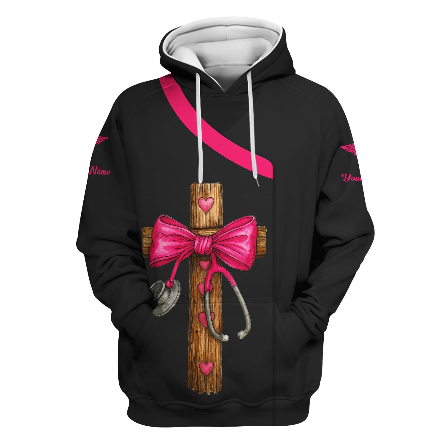 Personalized Christian Nurse Shirt - Nurses Prayer with Cross & Stethoscope Design - RN LPN CNA Healthcare Workers Gift