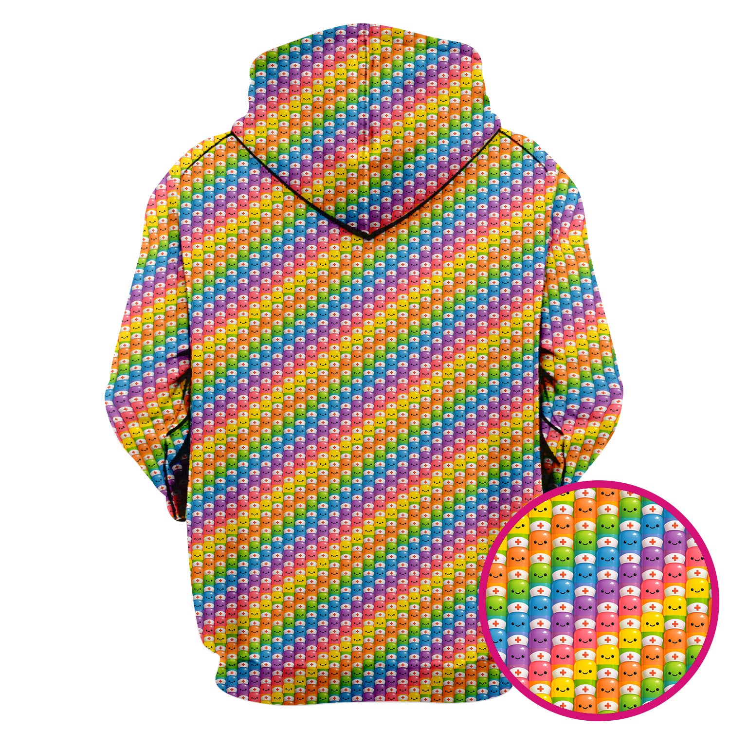 Funny Rainbow Nurse Scrub - Pill Cartoon with Syringe Graphic Tee - Gift for RN CNA LPN or Nursing Student