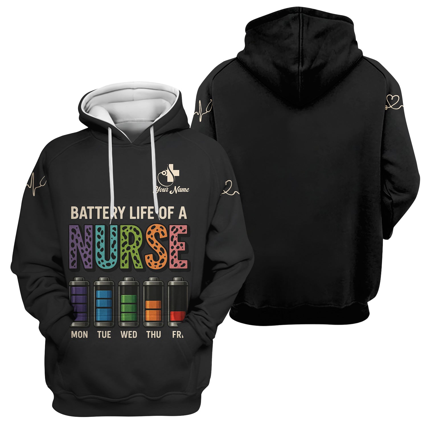 Custom Battery Life Nurse Shirt - Battery Life of a Nurse Graphic Tee - RN LPN CNA Healthcare Workers Gift