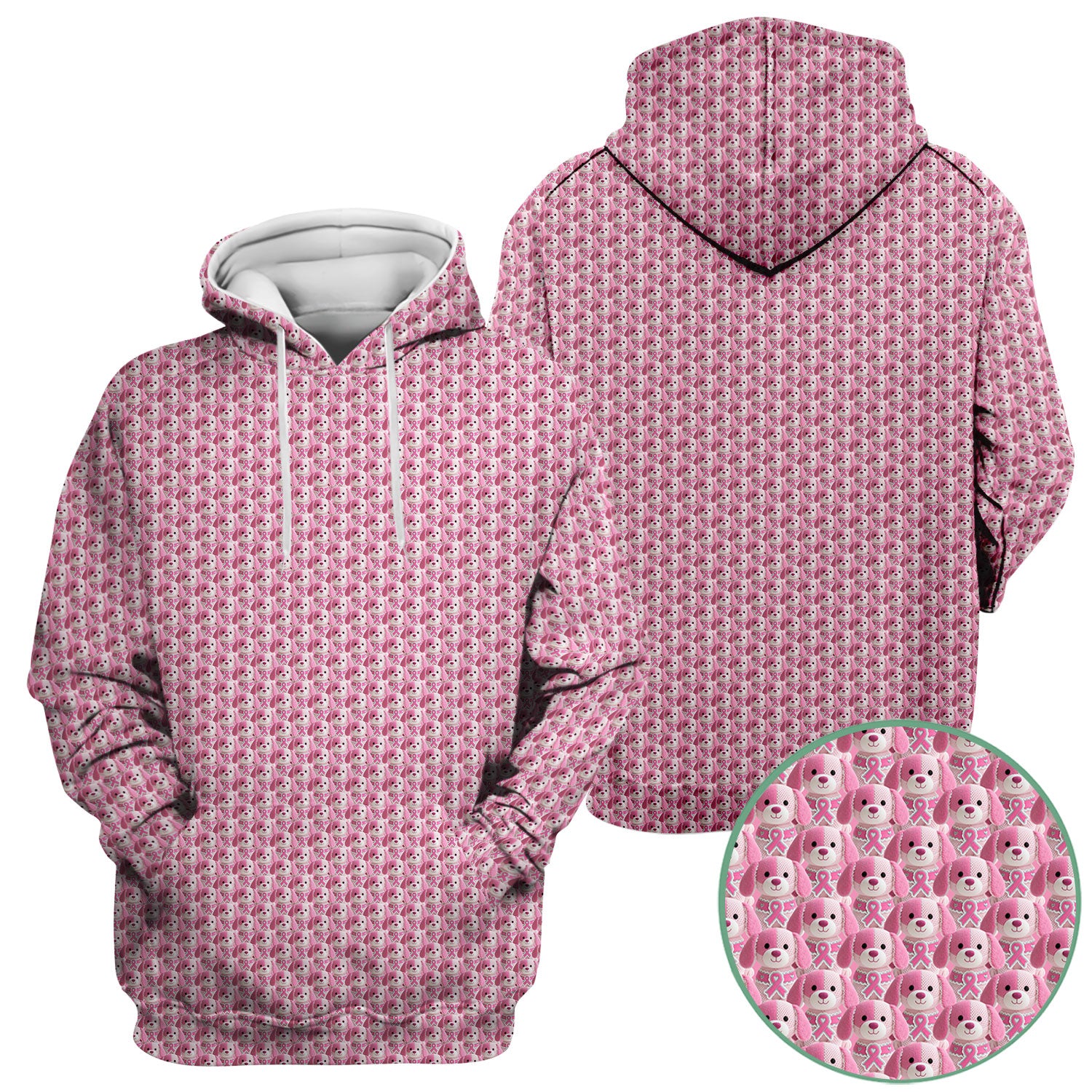 Pink Breast Cancer Awareness Scrub Top - Cute Puppy Dog Ribbon Nurse Shirt - Support Fight Cancer Medical Uniform Gift