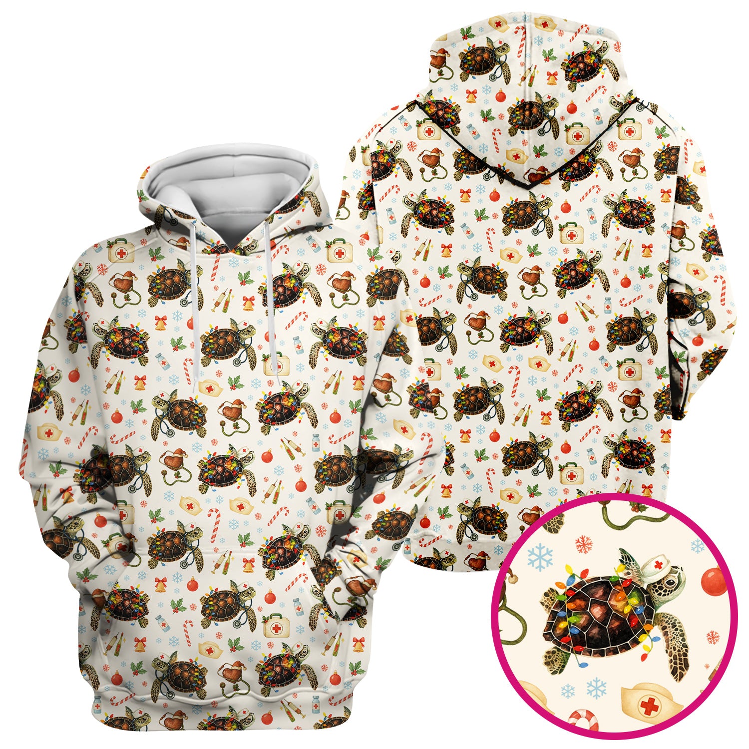 Christmas Turtle Scrub Set for Women - Cute Sea Turtle Nursing Pants and V Neck Top - Festive Holiday Gift for CNA LPN RN