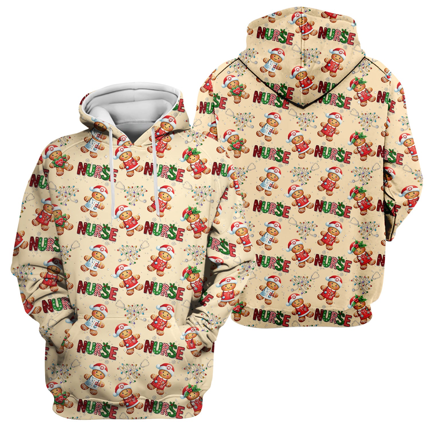 Gingerbread Christmas Scrub Top - Festive Holiday Nurse Medical Shirt - Gift for RN CNA LPN