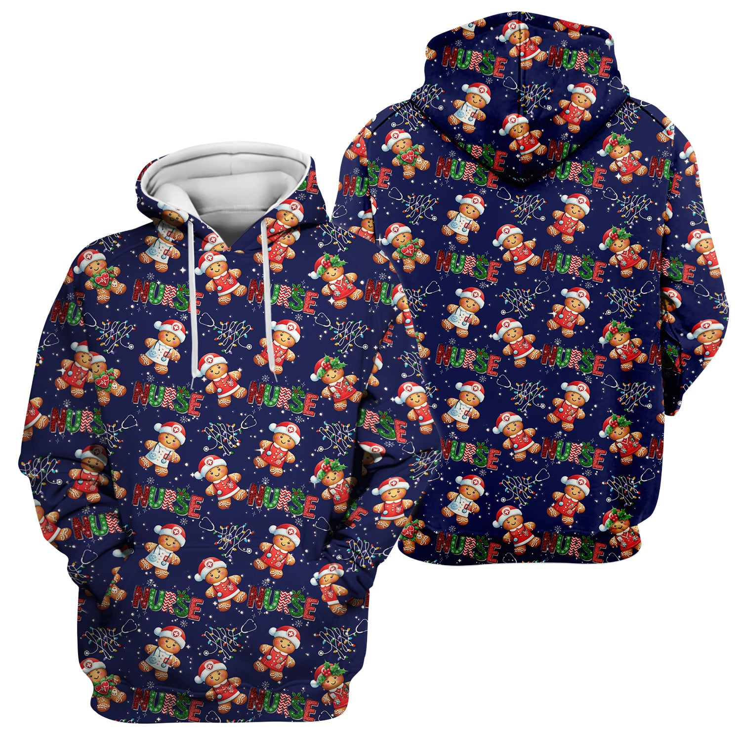 Christmas Nurse Scrub Top - Funny Gingerbread Holiday Medical Uniform - Gift for Nurse RN CNA LPN