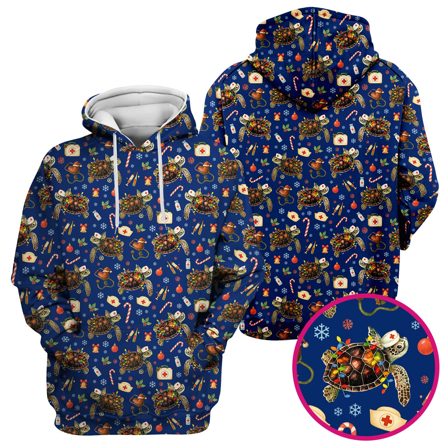 Christmas Turtle Scrub Top for Women - Cute Sea Turtle Nursing Medical Shirt - Festive Holiday Scrubs for CNA LPN RN