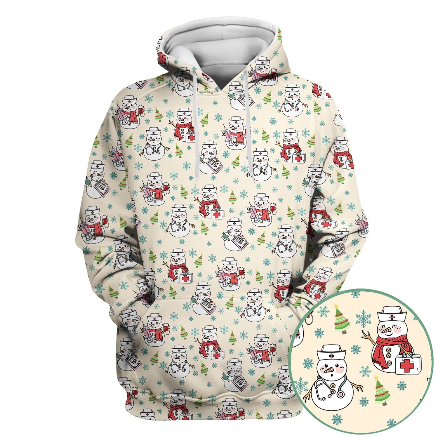 Christmas Snowman Nurse Scrub Top for Women - Cute Holiday Medical Snowman Tee - Funny Nursing Uniform Shirt RN LPN CNA Gift