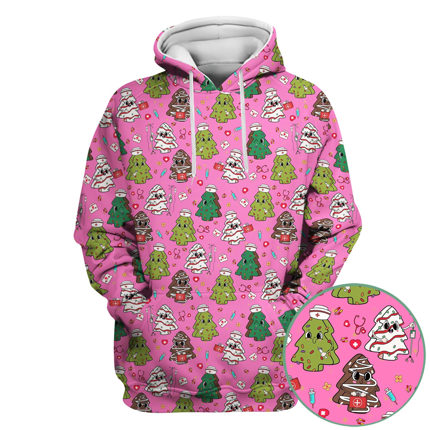 Christmas Tree Nurse Scrub Top for Women - Cute Holiday Nursing Shirt - Funny Xmas Gift for RN LPN CNA
