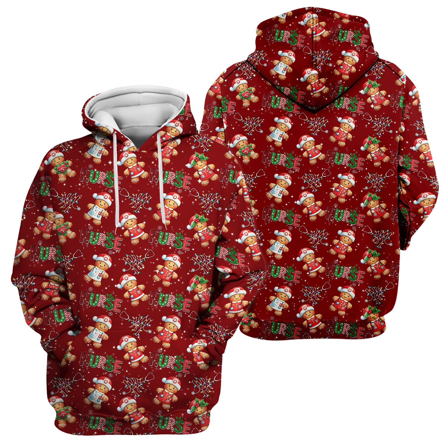 Christmas Nurse Scrub Top - Funny Gingerbread Holiday Medical Uniform - Gift for Nurse RN CNA LPN