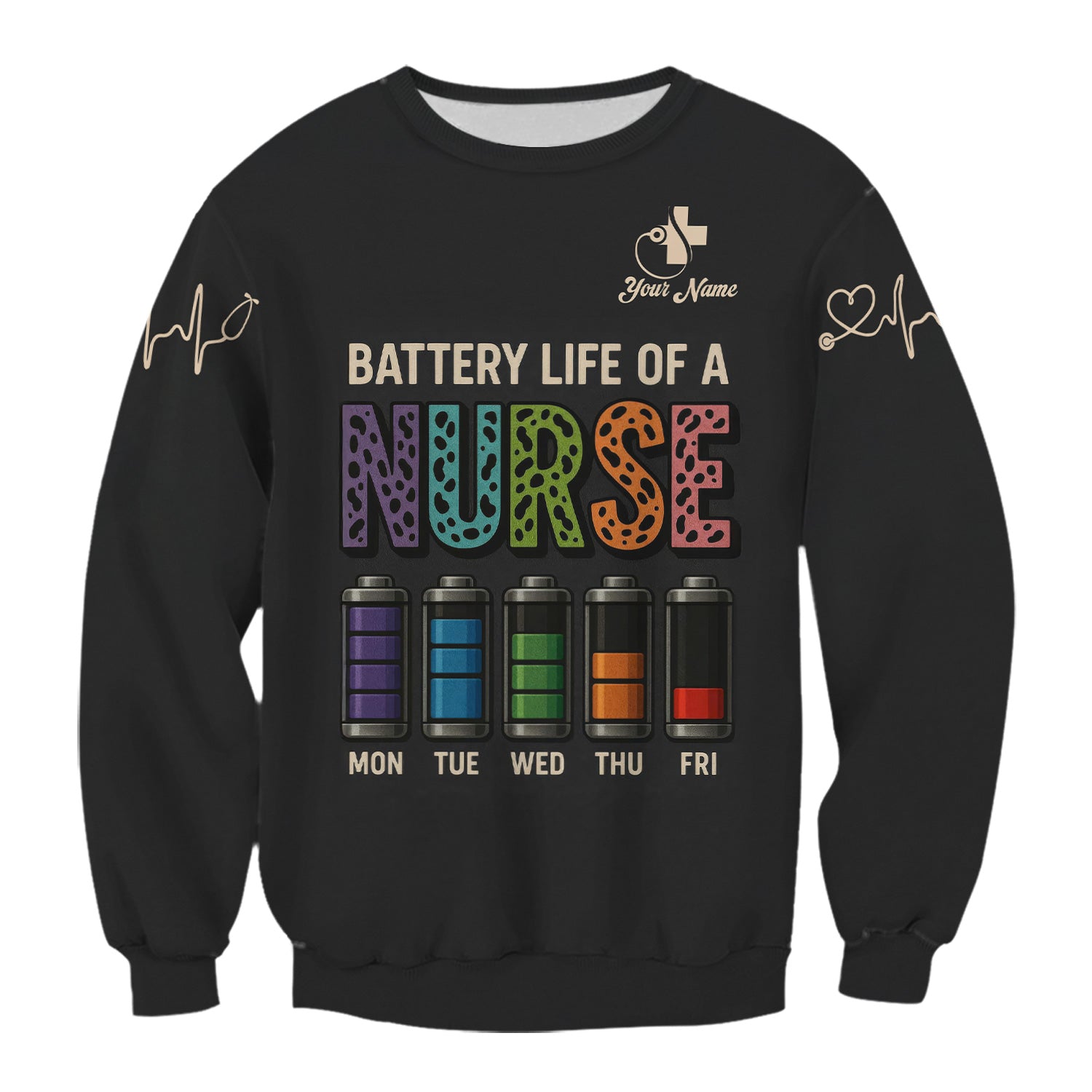 Custom Battery Life Nurse Shirt - Battery Life of a Nurse Graphic Tee - RN LPN CNA Healthcare Workers Gift