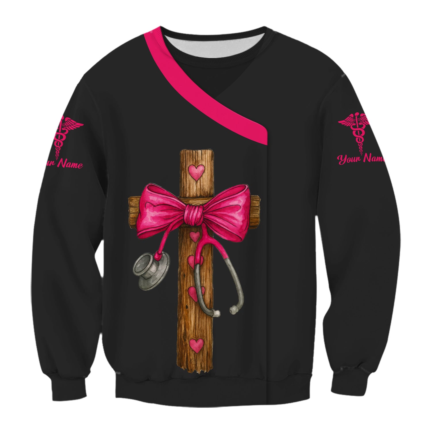 Personalized Christian Nurse Shirt - Nurses Prayer with Cross & Stethoscope Design - RN LPN CNA Healthcare Workers Gift