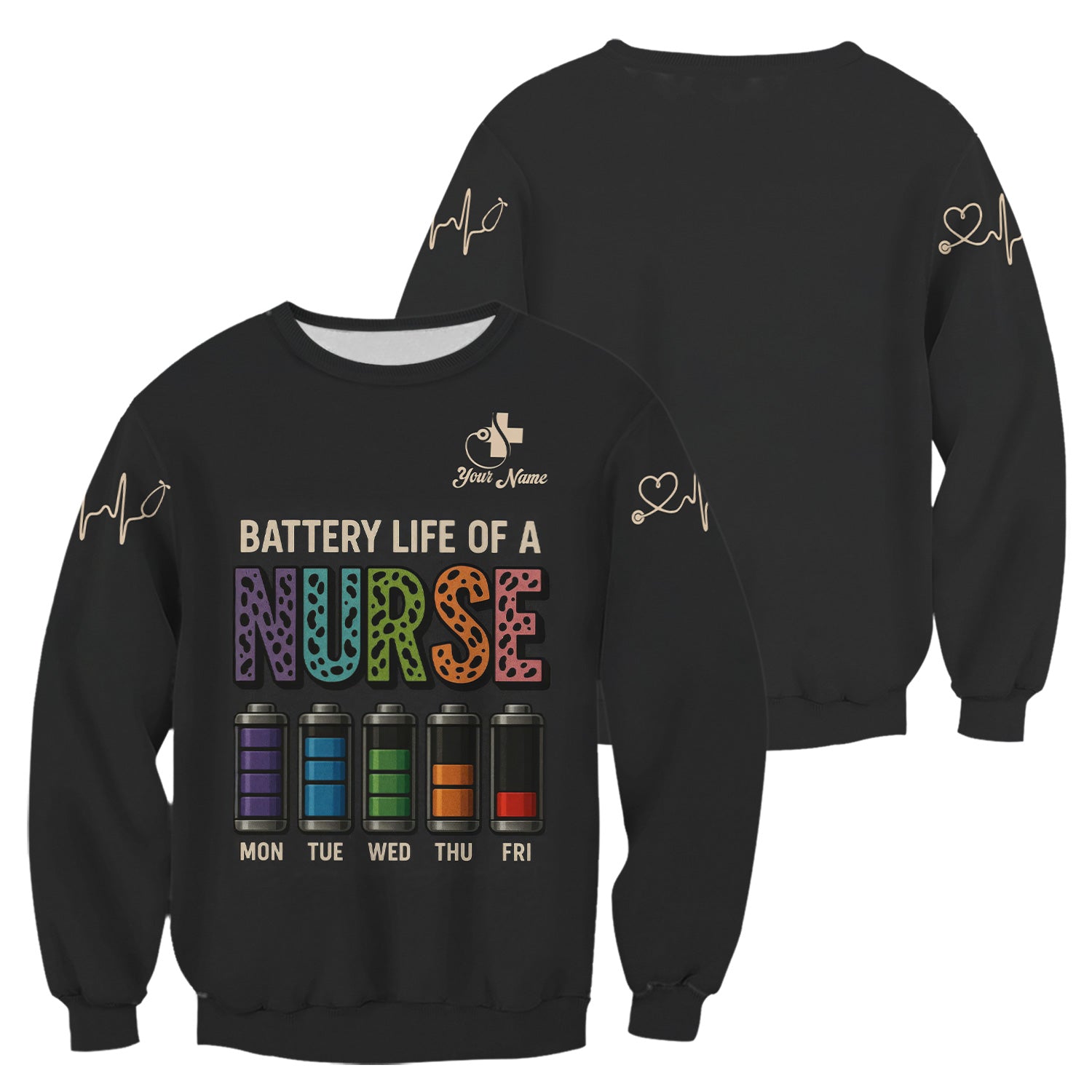 Custom Battery Life Nurse Shirt - Battery Life of a Nurse Graphic Tee - RN LPN CNA Healthcare Workers Gift