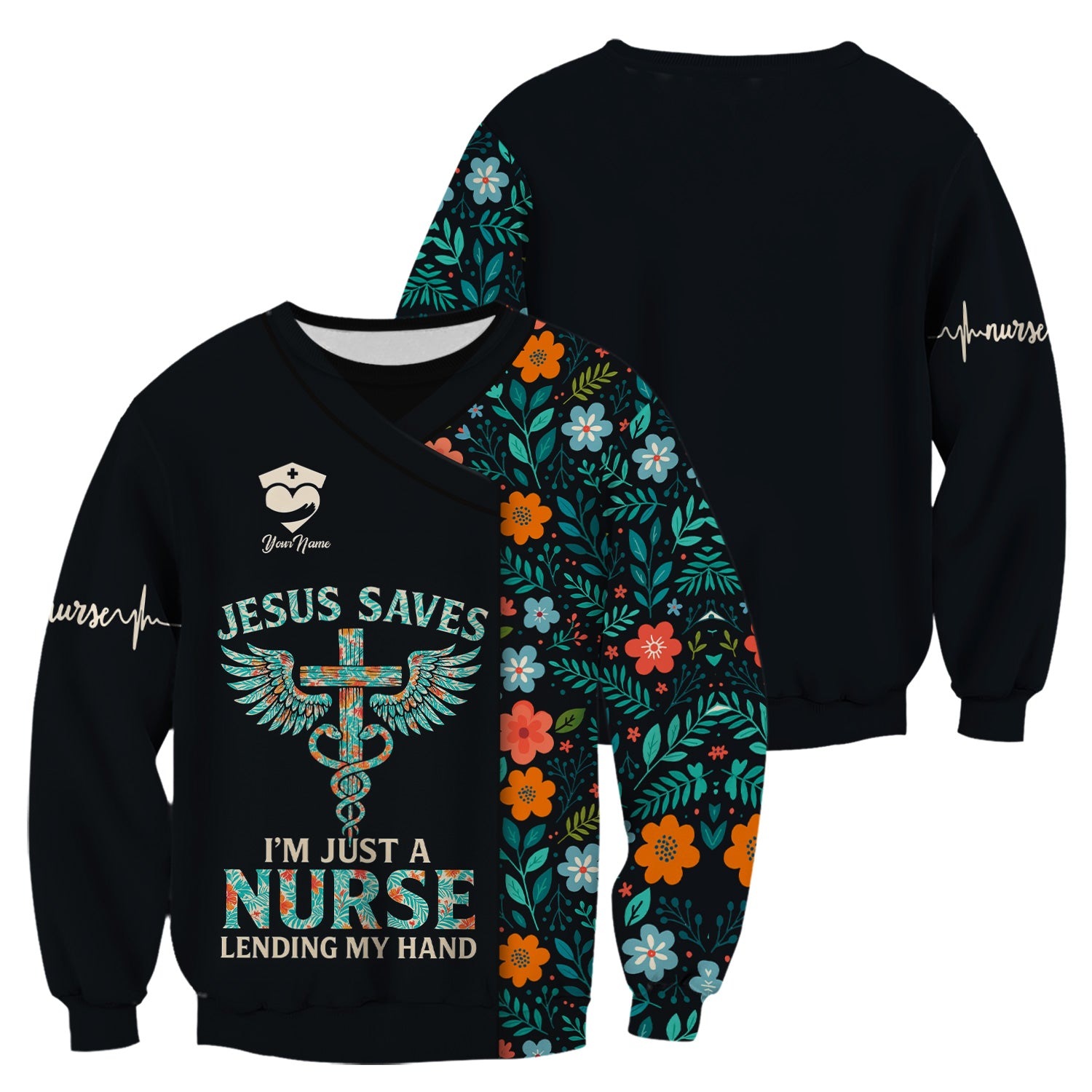 Custom Christian Nurse Shirt Jesus Saves Quote - Faith Based Nursing Graphic Tee - Gift for Healthcare Workers RN LPN